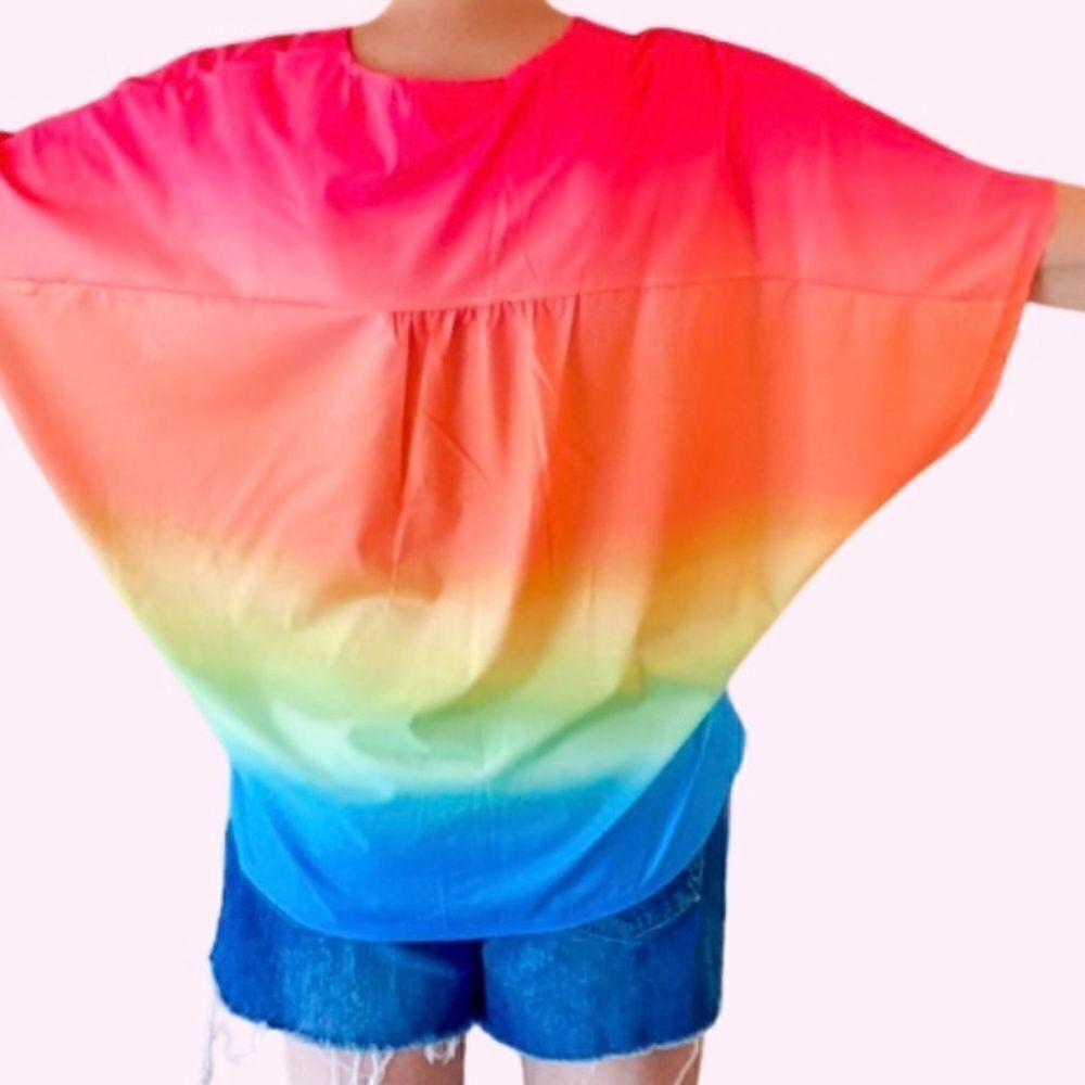 Colorful Striped Bat Wing Top - Picture 3 of 7